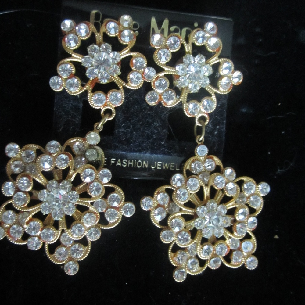 New ROSE MARIE Rhinestones STATEMENT EARRINGS